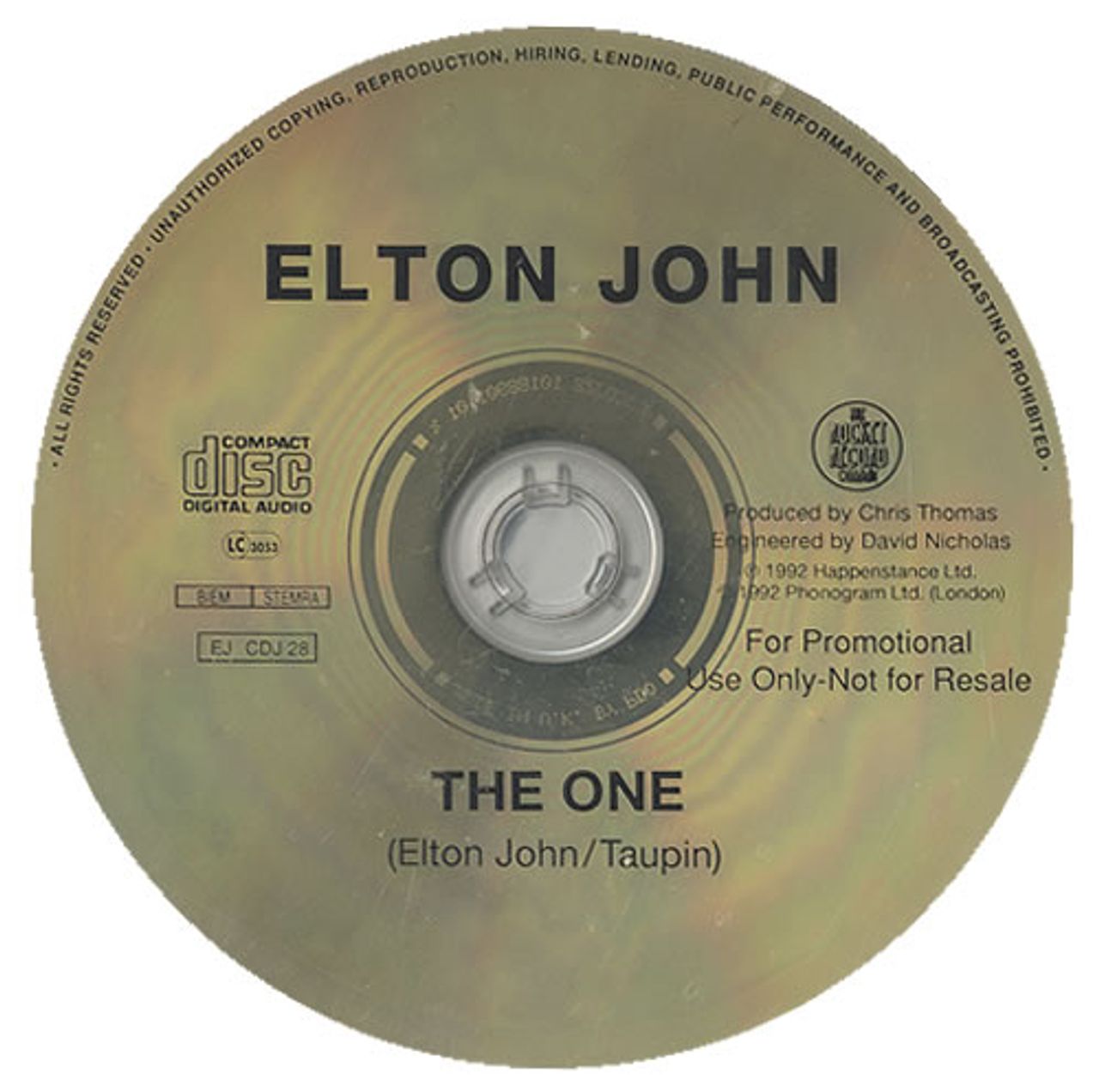 Elton John The One UK Promo CD single — RareVinyl.com