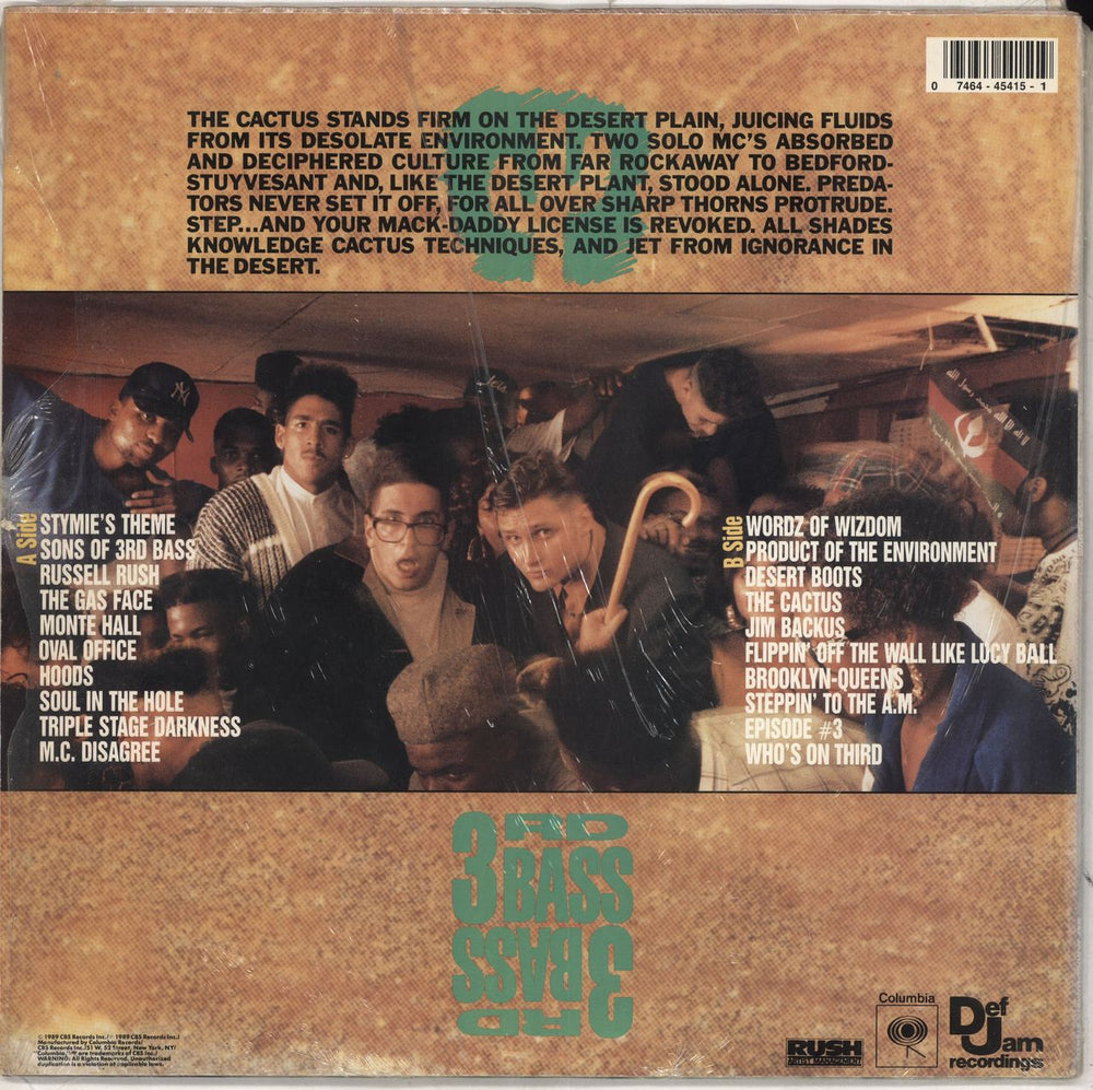 3rd Bass The Cactus Album - stickered shrink US vinyl LP album (LP record)