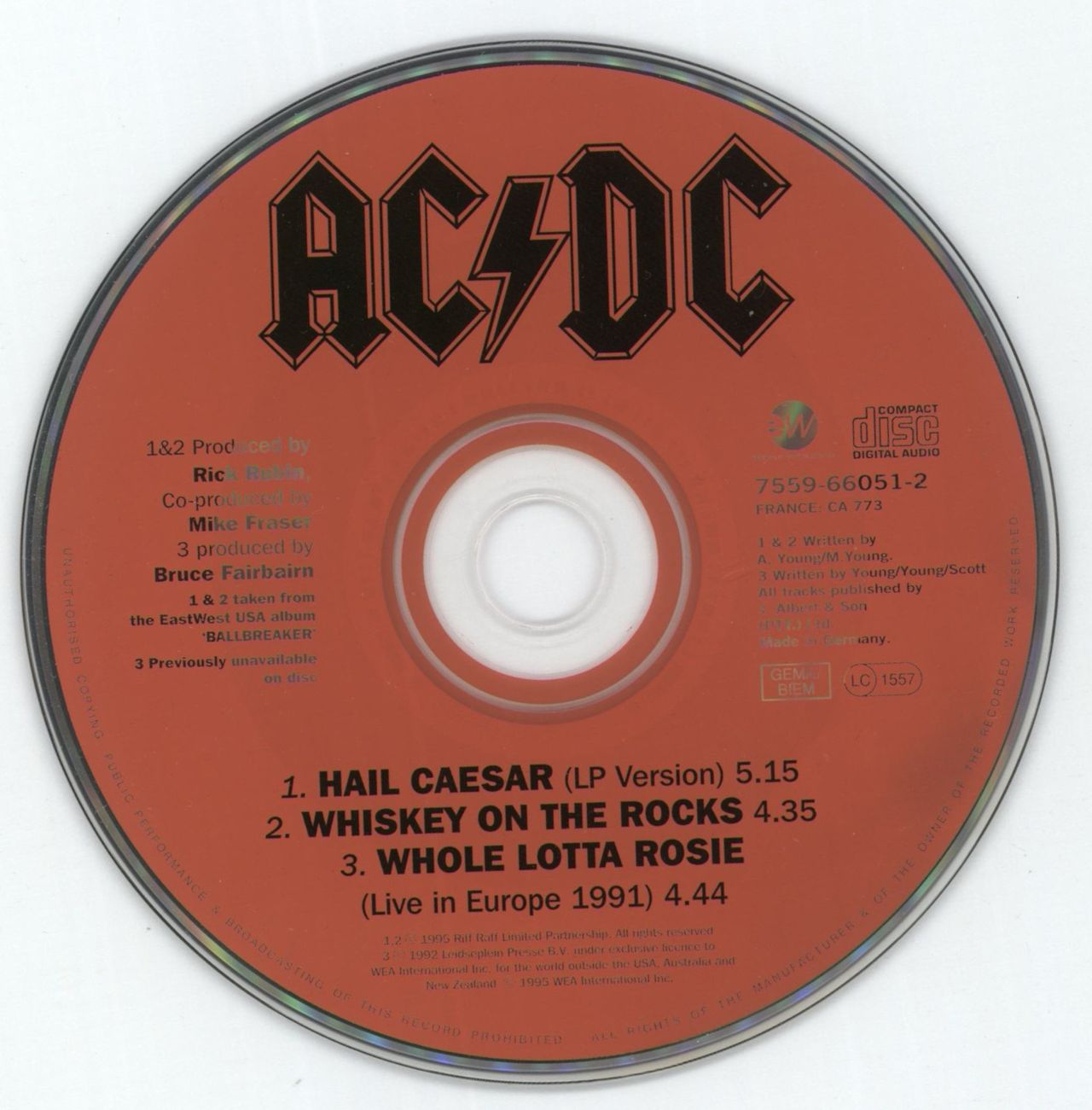 AC/DC Hail Caesar German CD single (CD5 / 5") ACDC5HA69091
