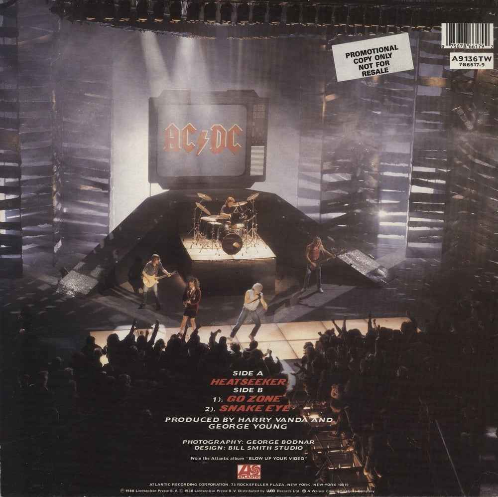 AC/DC Heatseaker - Gatefold - Promotional Stickered UK 12" vinyl single (12 inch record / Maxi-single) 075678661792