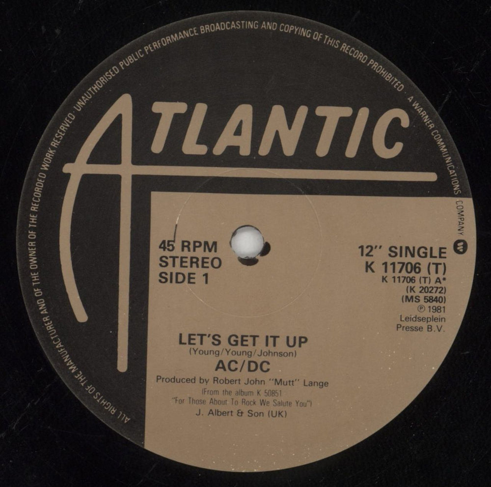 AC/DC Let's Get It Up - EX UK 12" vinyl single (12 inch record / Maxi-single) ACD12LE793643