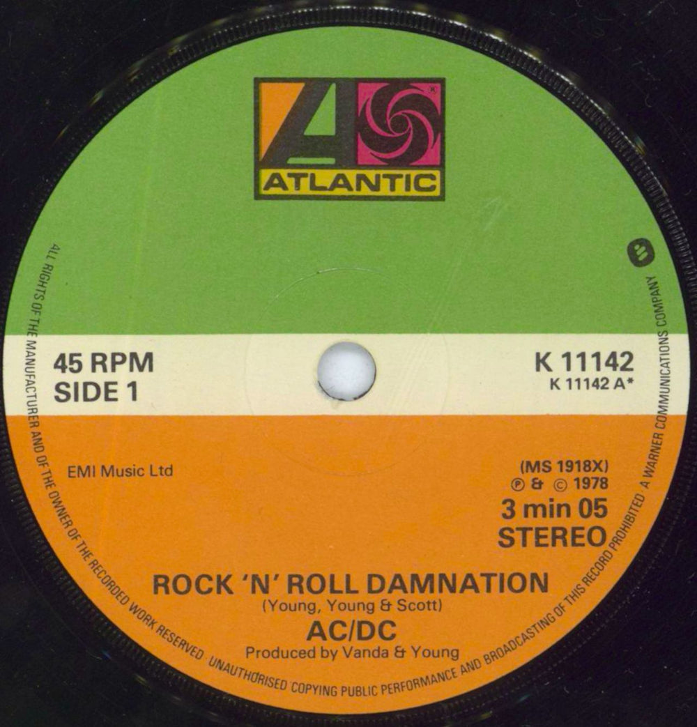 AC/DC Rock N Roll Damnation - 2nd UK 7" vinyl single (7 inch record / 45) ACD07RO588791