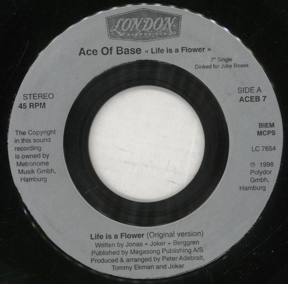 Ace Of Base Life Is A Flower UK 7" vinyl single (7 inch record / 45) AOB07LI861218