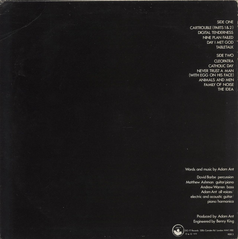 Adam & The Ants Dirk Wears White Sox - chair label - VG UK vinyl LP album (LP record)