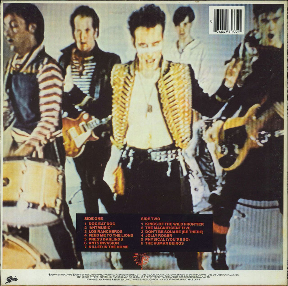 Adam & The Ants Kings Of The Wild Frontier Canadian vinyl LP album (LP record) 074643703314