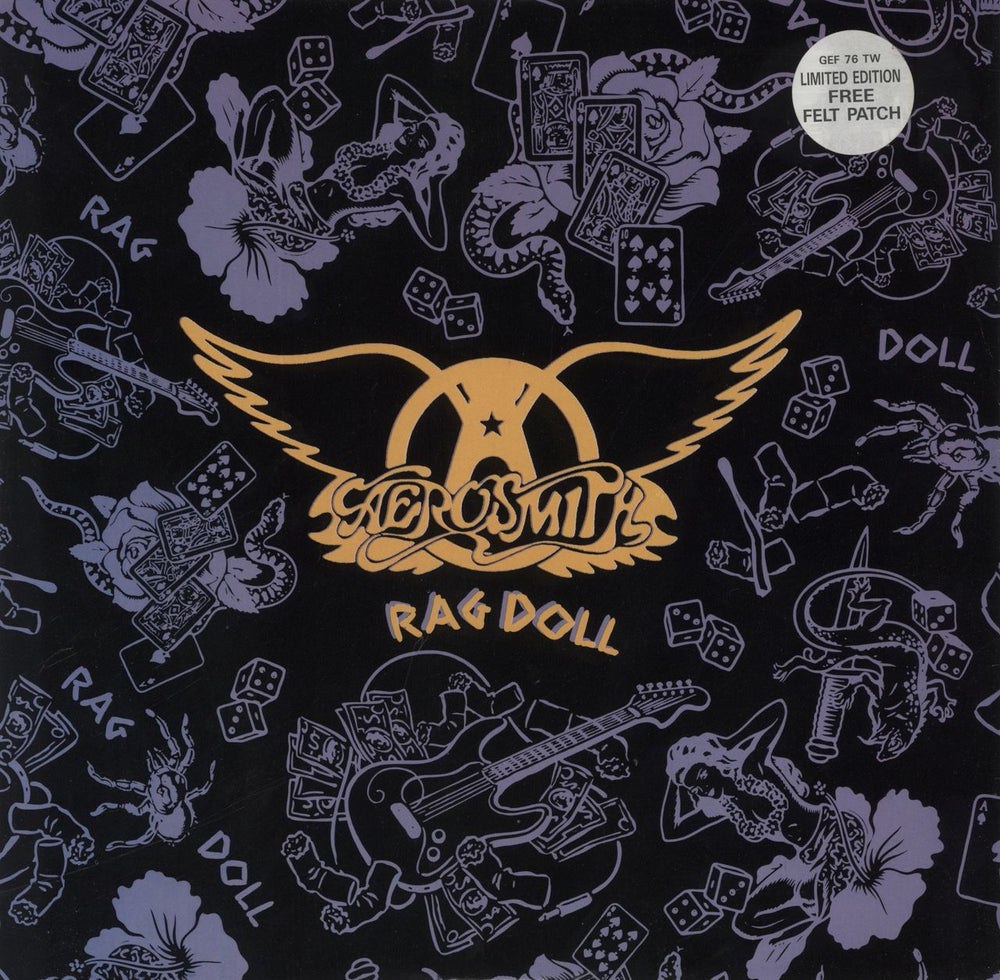 Aerosmith Rag Doll + Patch UK 12" vinyl single (12 inch record / Maxi-single) GEF76T