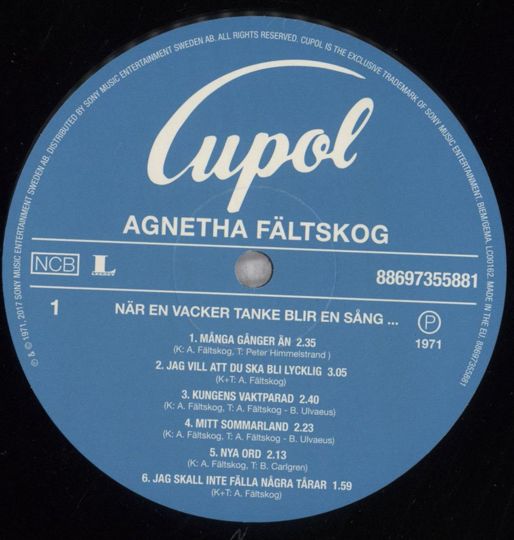 Agnetha Fältskog När En Vacker Tanke Blir En Sång - 180 Gram Vinyl German vinyl LP album (LP record) AGNLPNR846293