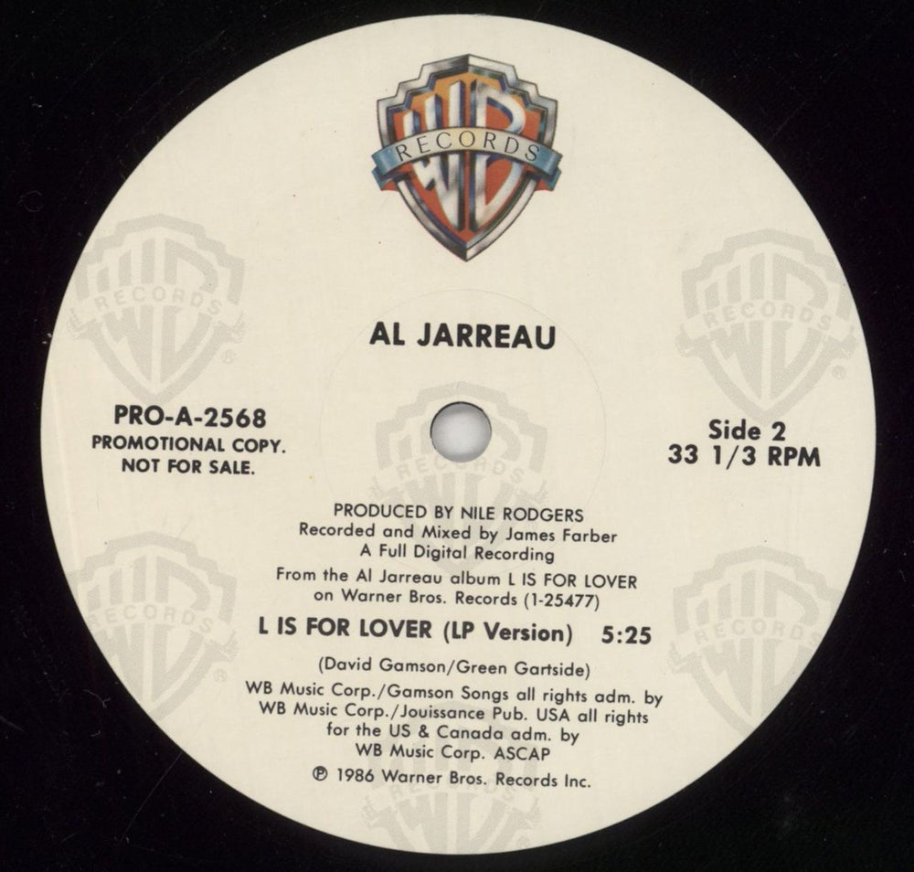 Al Jarreau L Is For Lover US Promo 12" vinyl single (12 inch record / Maxi-single)