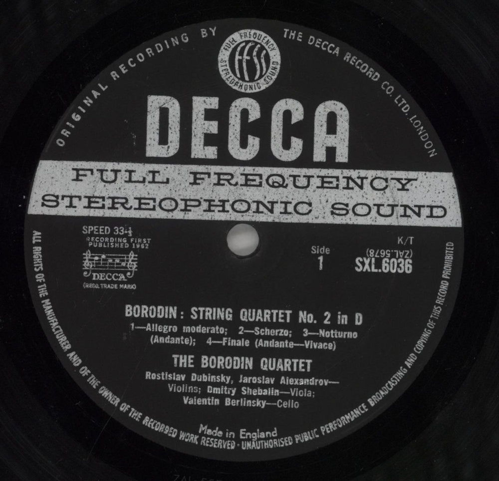 Alexander Borodin String Quartet No. 2 / String Quartet No. 8 UK vinyl LP album (LP record) B13LPST857959