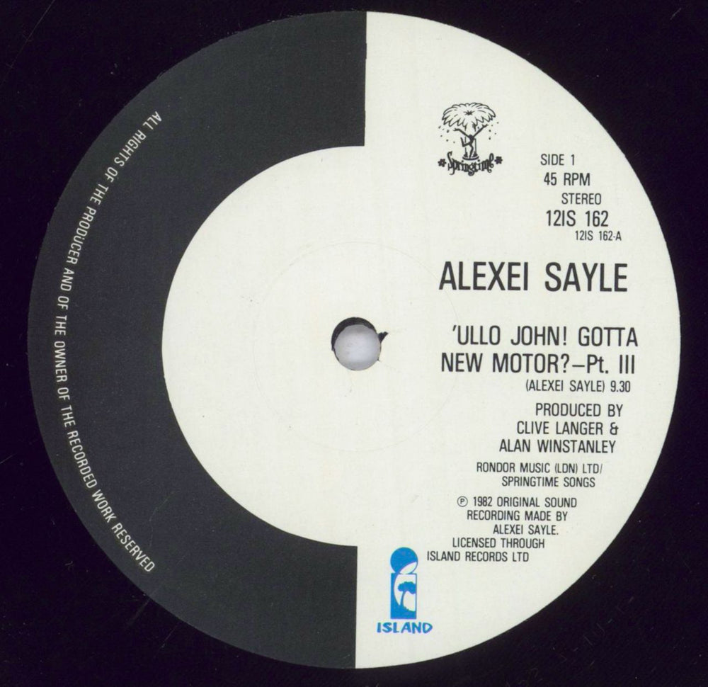 Alexei Sayle 'Ullo John! Gotta New Motor? UK 12" vinyl single (12 inch record / Maxi-single) ALE12UL833919