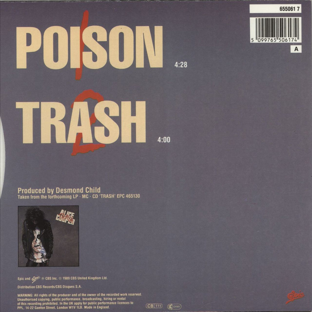 Alice Cooper Poison UK 7" vinyl single (7 inch record / 45) 5099765506174