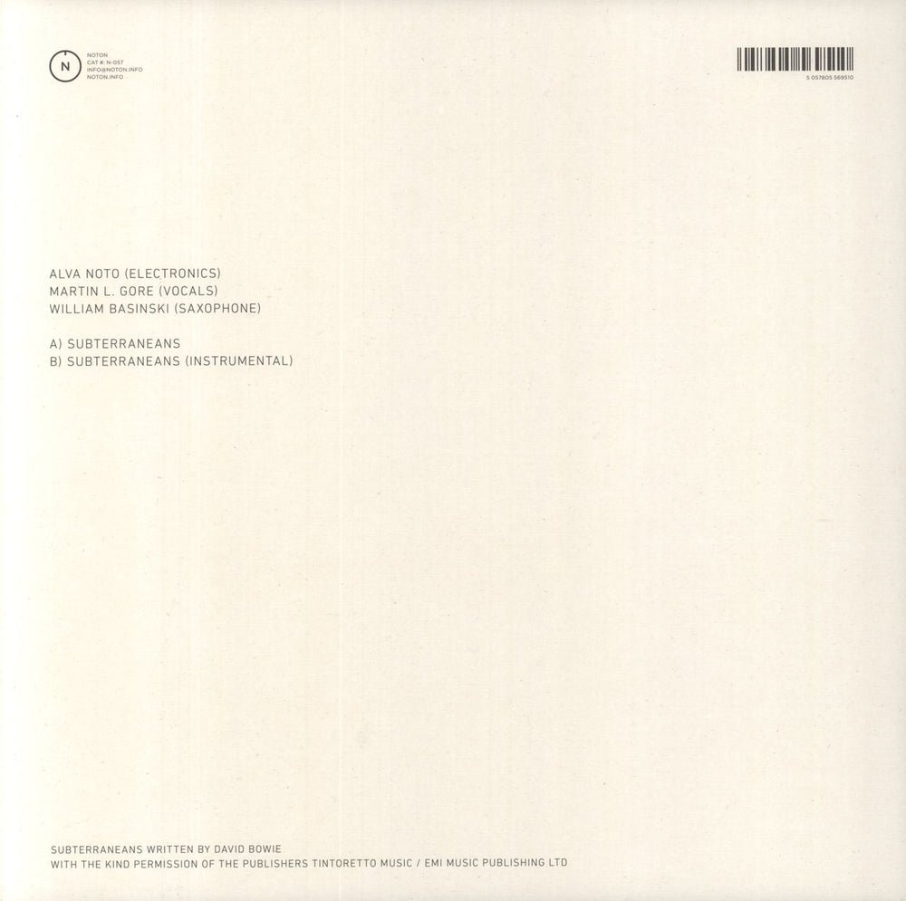 Alva Noto Subterraneans German 12" vinyl single (12 inch record / Maxi-single) 5057805569510