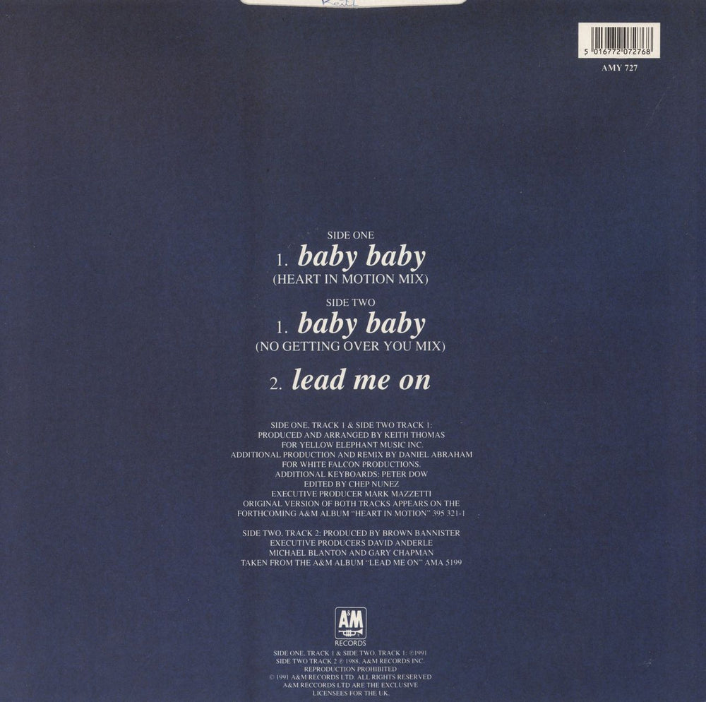 Amy Grant Baby Baby UK 12" vinyl single (12 inch record / Maxi-single) 5016772072768