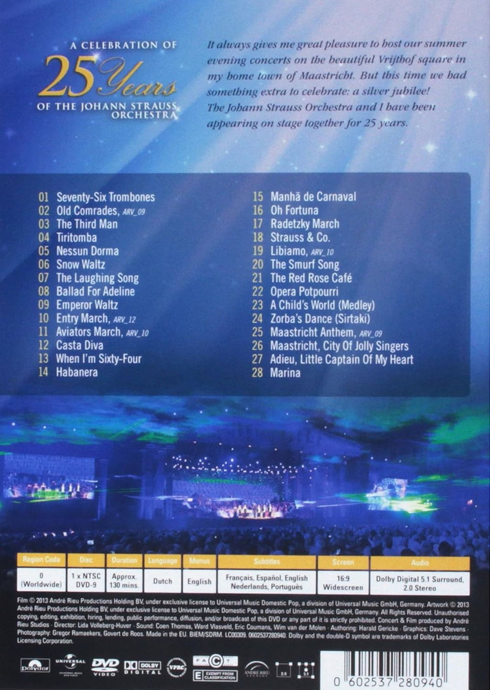 André Rieu Happy Birthday! A Celebration of 25 Years of The Johann Strauss Orchestra UK DVD 56DDDHA869236