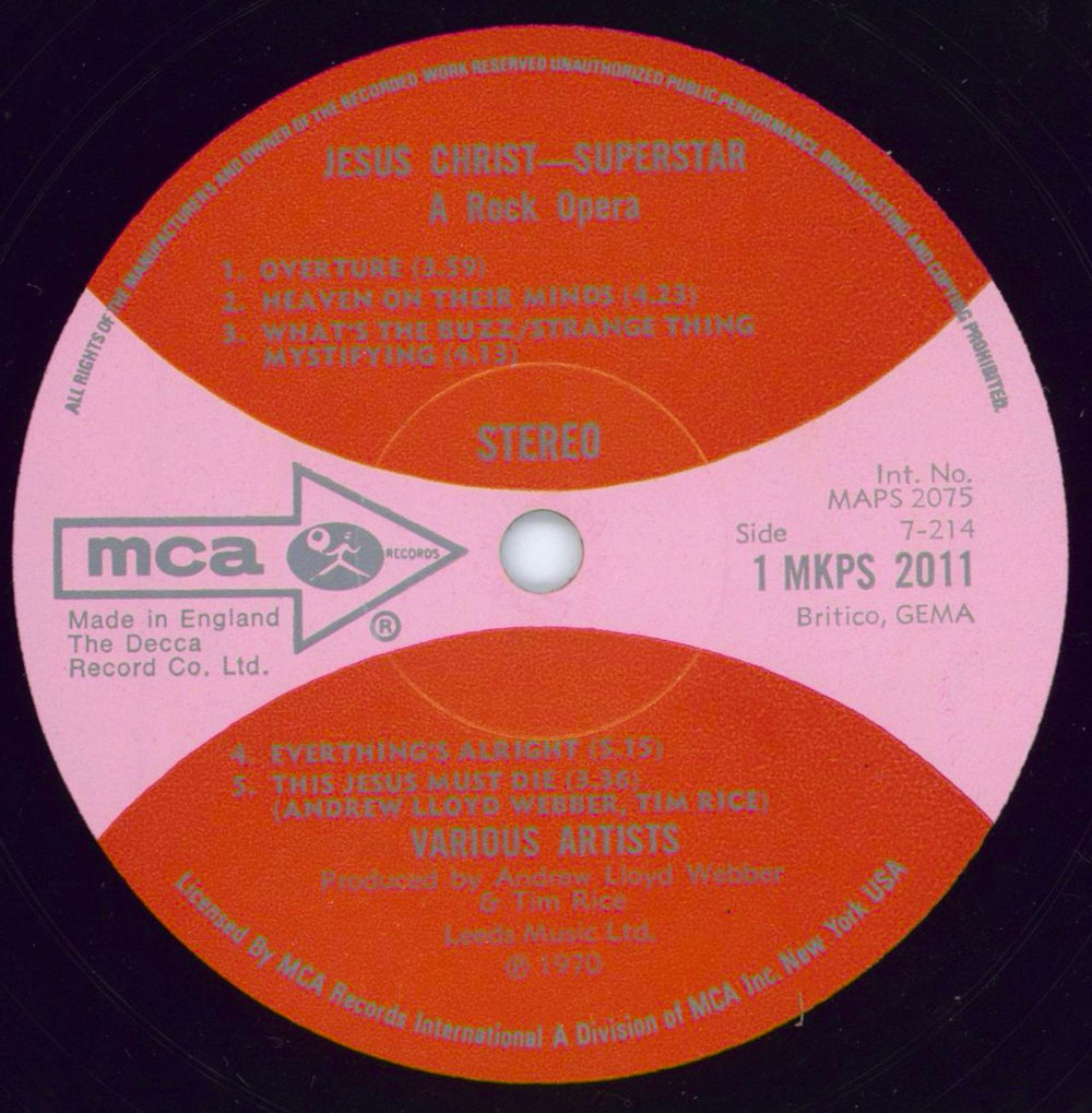 Andrew Lloyd Webber & Tim Rice Jesus Christ Superstar - EX UK 2-LP vinyl record set (Double LP Album) A6H2LJE776688