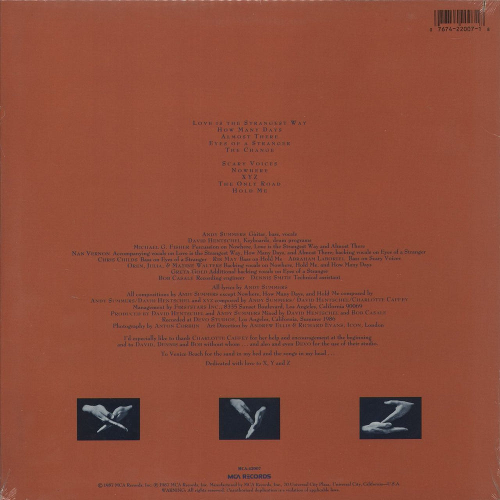 Andy Summers XYZ - Sealed US vinyl LP album (LP record) 076742200718