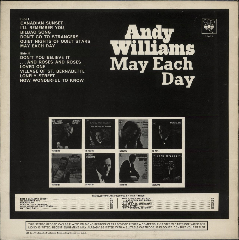 Andy Williams May Each Day UK vinyl LP album (LP record)