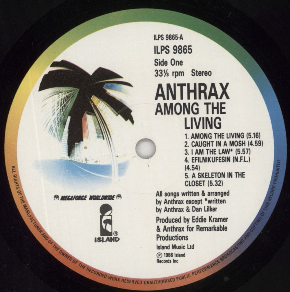 Anthrax Among The Living - VG UK vinyl LP album (LP record) ANXLPAM849074
