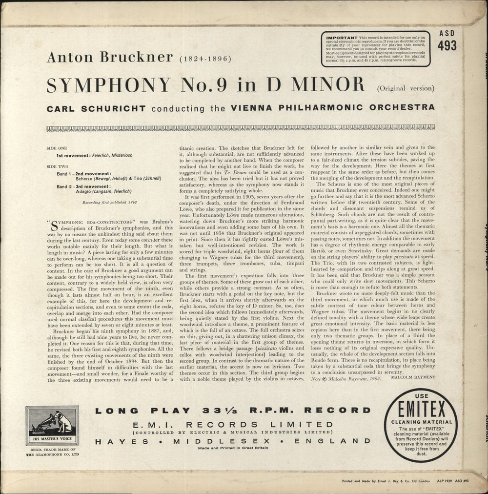 Anton Bruckner Symphony No.9 - 1st UK vinyl LP album (LP record)