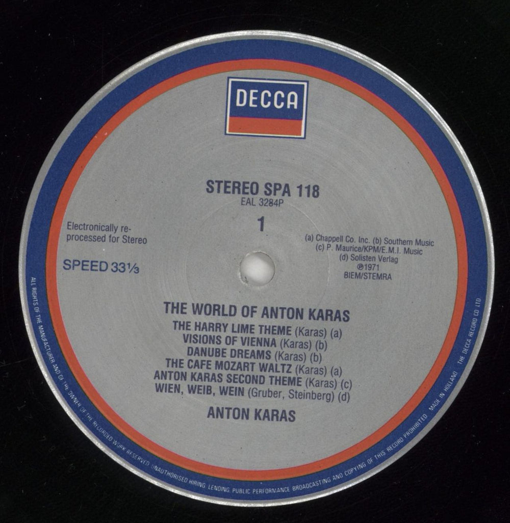 Anton Karas The World Of Anton Karas & 'Harry Lime' Dutch vinyl LP album (LP record) A6ULPTH860541