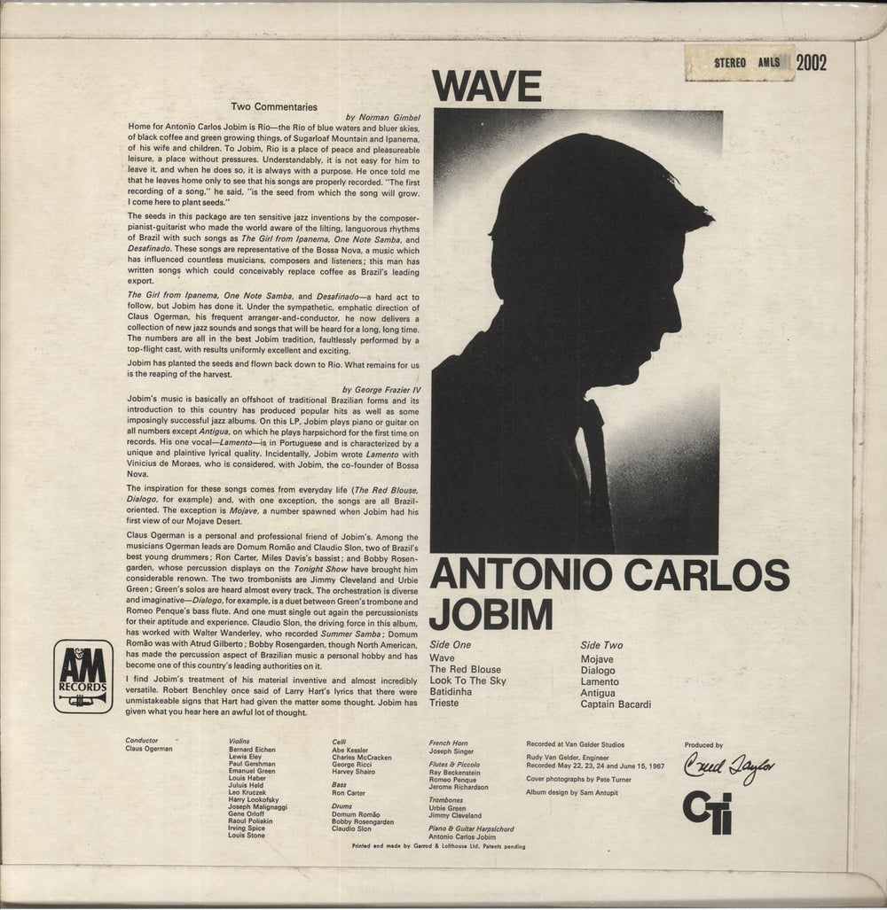 Antonio Carlos Jobim Wave - 1st UK vinyl LP album (LP record)