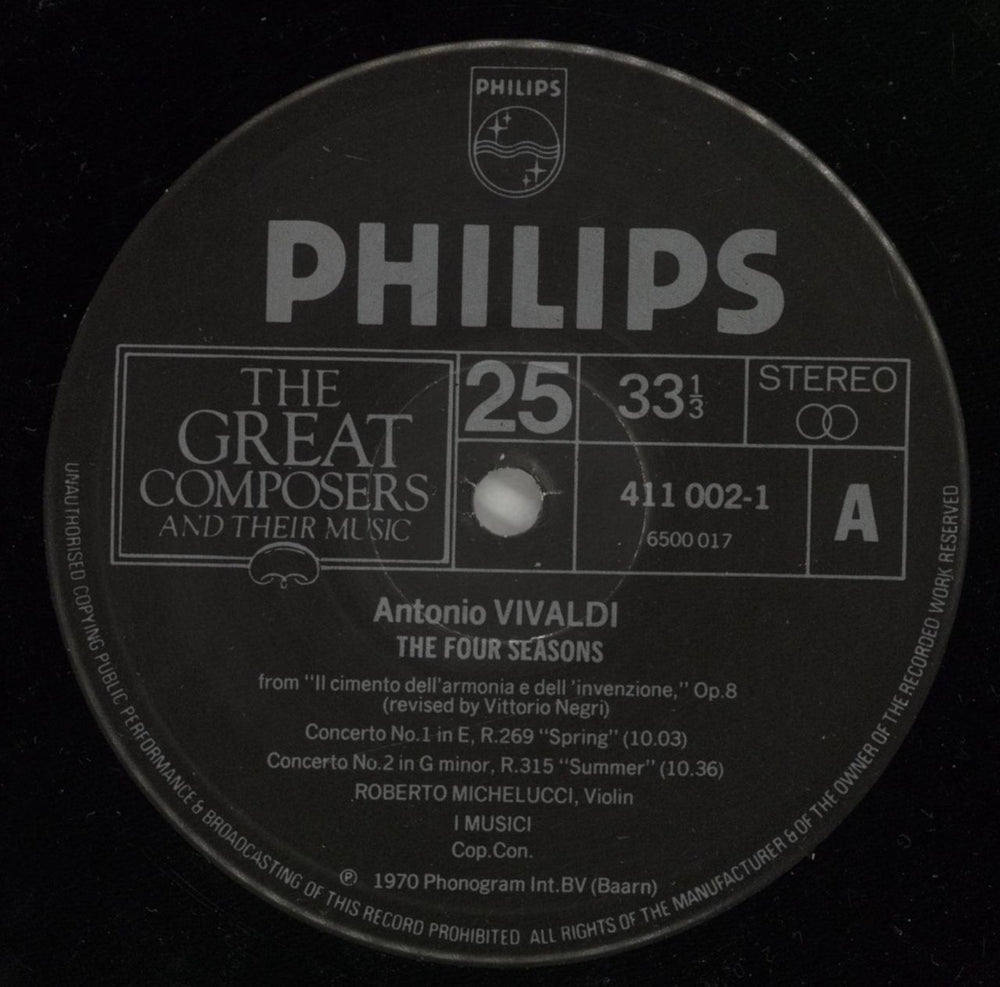 Antonio Vivaldi The Four Seasons UK vinyl LP album (LP record) VI2LPTH876101