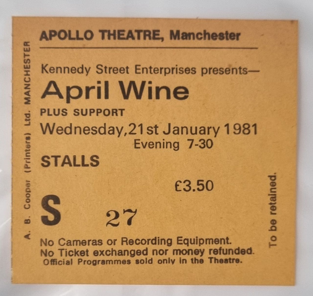 April Wine The Nature Of The Beat World Tour '81 + Ticket Stub UK tour programme APWTRTH817136