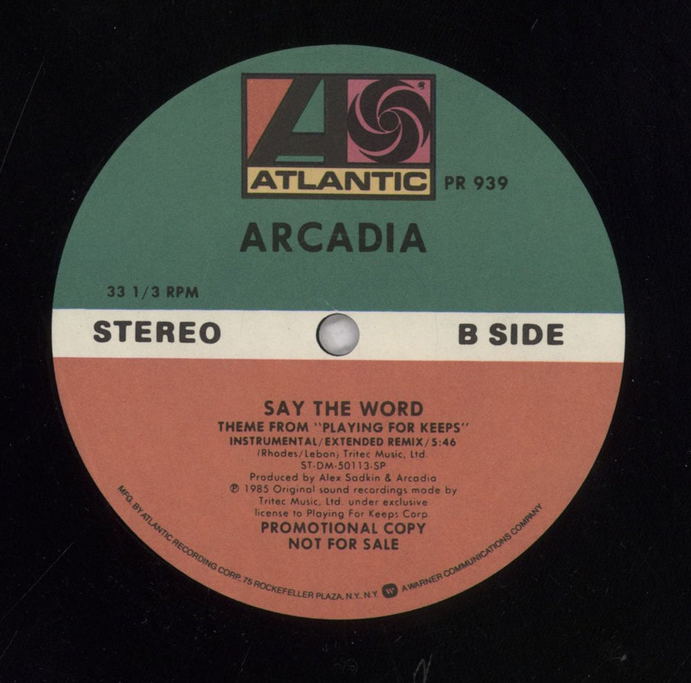 Arcadia Say The Word US Promo 12" vinyl single (12 inch record / Maxi-single) ARC12SA12793