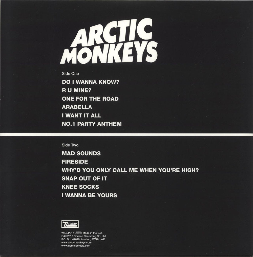 Arctic Monkeys AM UK vinyl LP album (LP record) 0887828031719