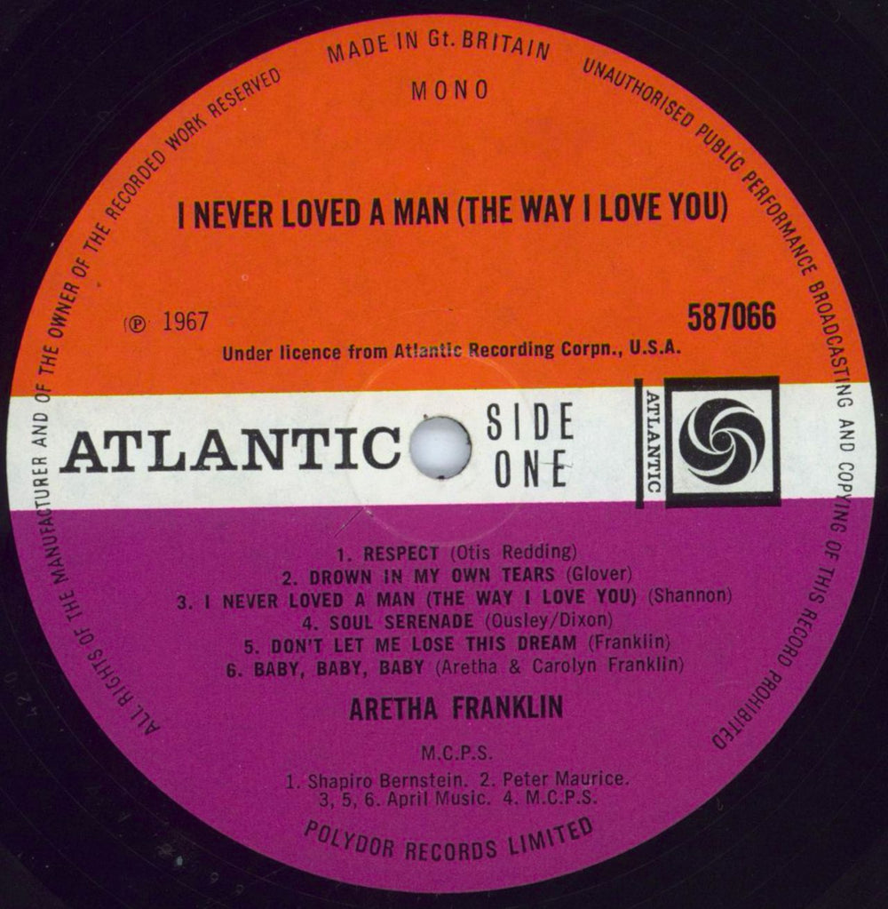 Aretha Franklin I Never Loved A Man The Way I Love You UK vinyl LP album (LP record) ARELPIN281719