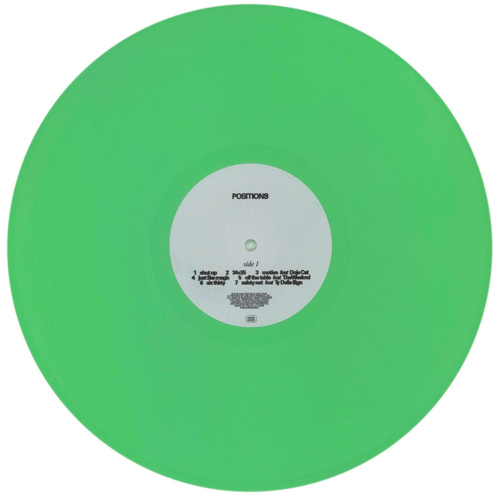 Ariana Grande Positions - Green Vinyl UK vinyl LP album (LP record) F6JLPPO865253