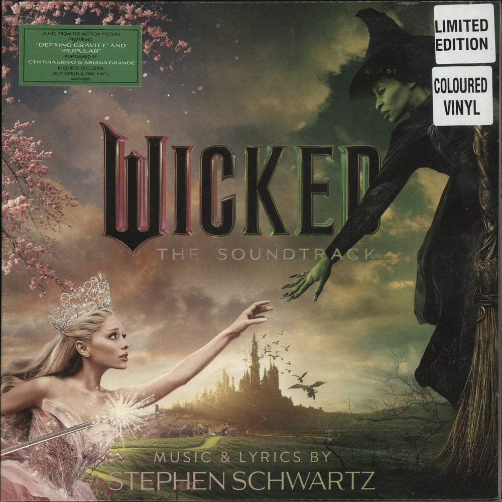 Ariana Grande Wicked: The Soundtrack - Green & Pink Split Vinyl - Sealed UK 2-LP vinyl record set (Double LP Album) 602475323853