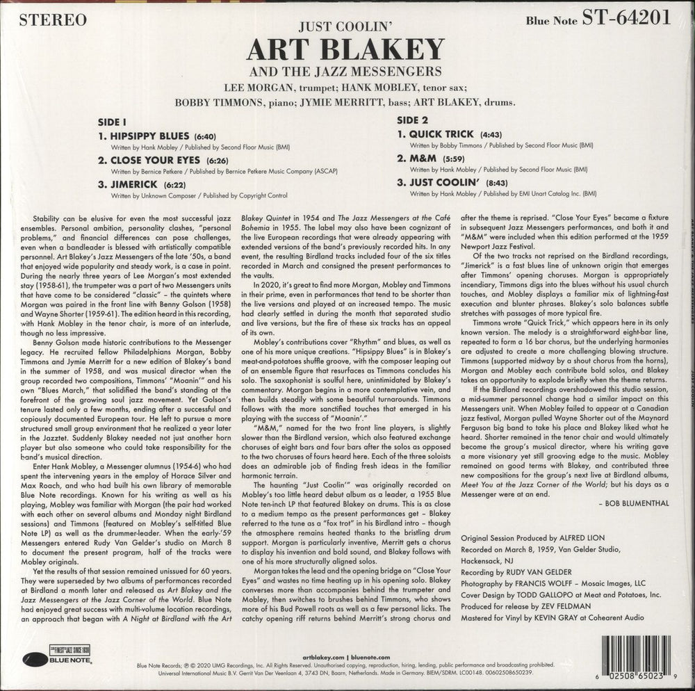 Art Blakey & The Jazz Messengers Just Coolin' - Shrink UK vinyl LP album (LP record) 602508650239