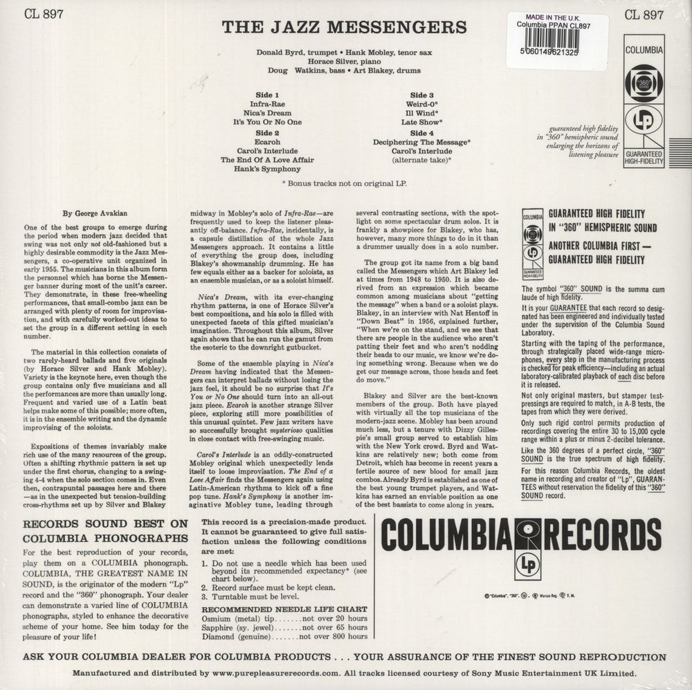 Art Blakey & The Jazz Messengers The Jazz Messengers - 180gm - Sealed US vinyl LP album (LP record) 5060149621325