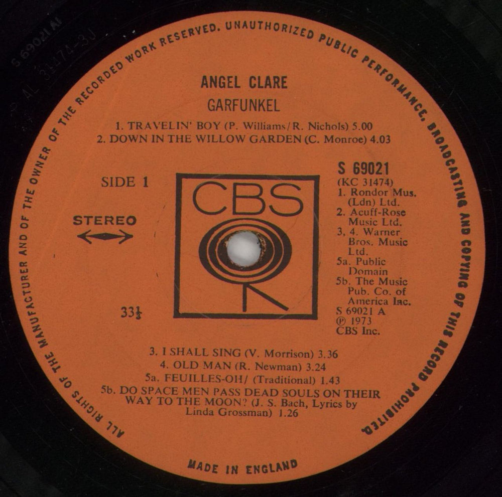 Art Garfunkel Angel Clare UK vinyl LP album (LP record) ARTLPAN361429