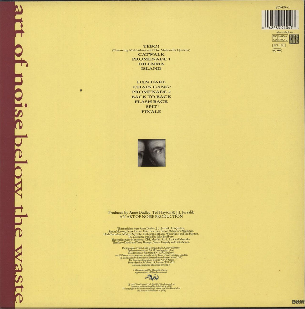 Art Of Noise Below The Waste UK vinyl LP album (LP record) 042283940413