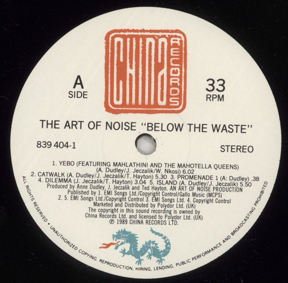 Art Of Noise Below The Waste UK vinyl LP album (LP record) AONLPBE245397