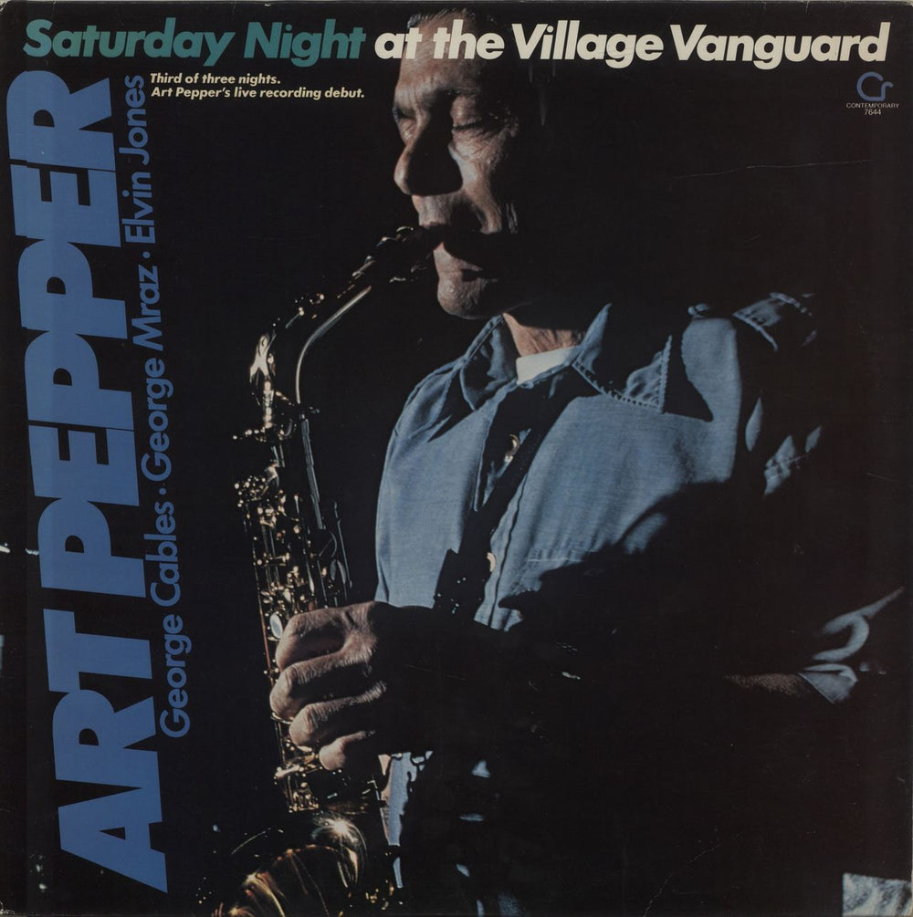 Art Pepper Saturday Night At The Village Vanguard US vinyl LP album (LP record) 7644