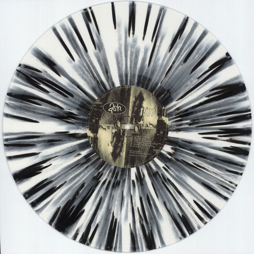 Ash 1977 - White W/ Black Splatter Vinyl UK vinyl LP album (LP record) A-SLPWH876545