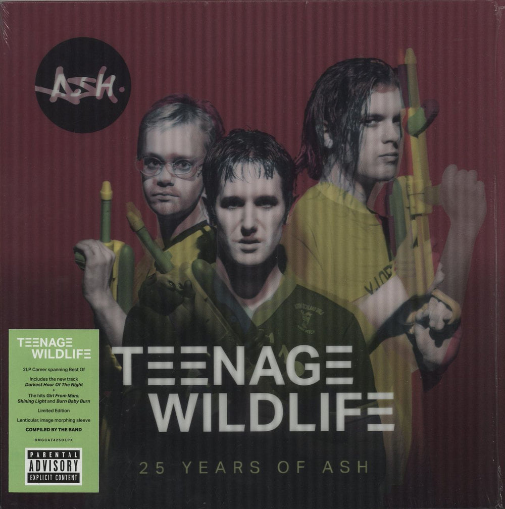 Ash Teenage Wildlife: 25 Years Of Ash - Leniticular Sleeve - Autographed UK 2-LP vinyl record set (Double LP Album) 4050538549072