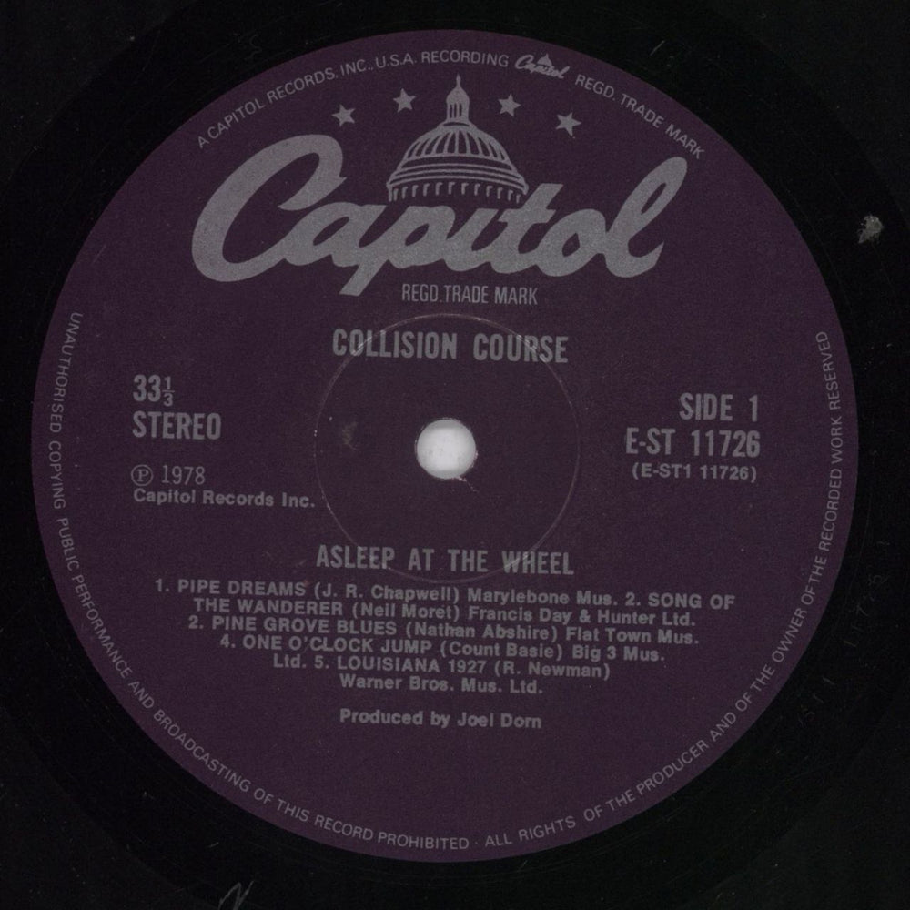 Asleep At The Wheel Collision Course - Factory Sample stickered UK vinyl LP album (LP record) AAWLPCO830830