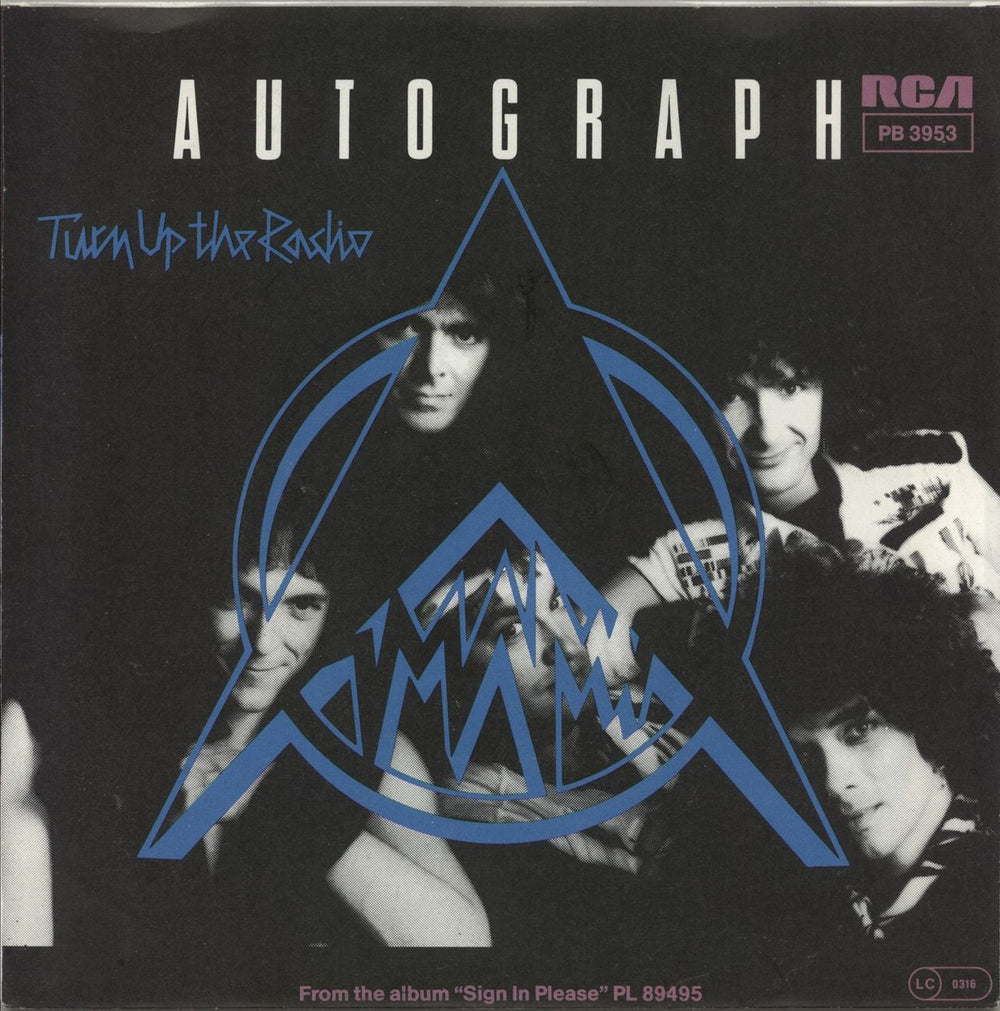 Autograph (Metal) Turn Up The Radio - Blue Vinyl + Press Sheet German 7" vinyl single (7 inch record / 45)
