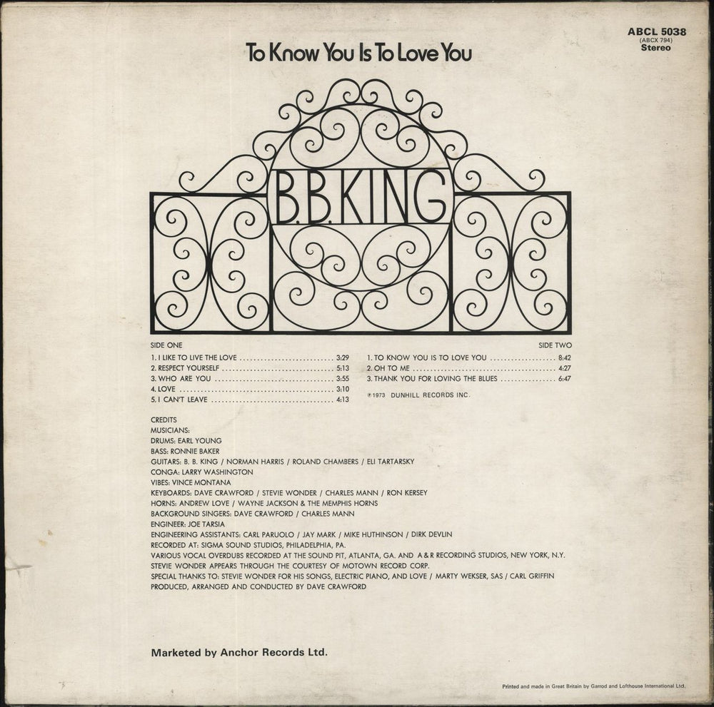 B B King To Know You Is To Love You UK vinyl LP album (LP record)