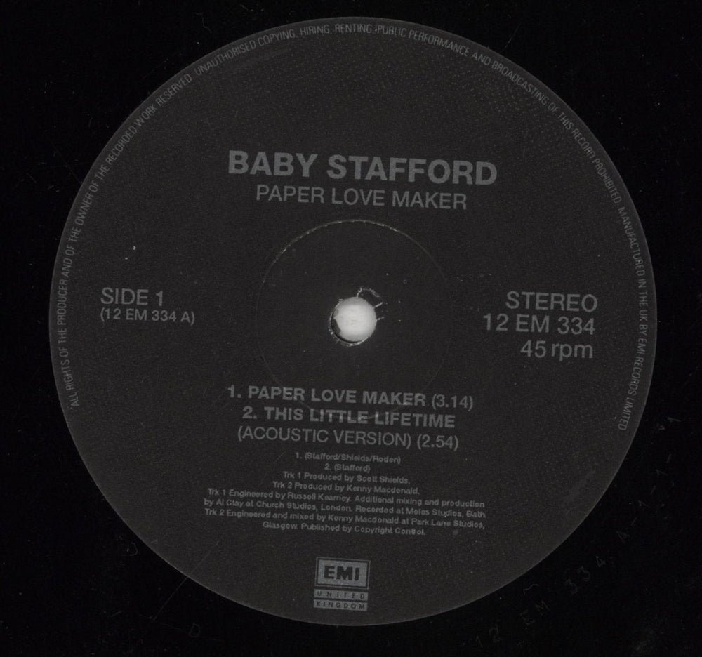 Baby Stafford Paper Love Maker UK 12" vinyl single (12 inch record / Maxi-single) 3CD12PA856484