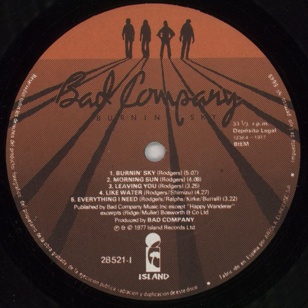 Bad Company Burnin' Sky Spanish vinyl LP album (LP record) BCOLPBU853294