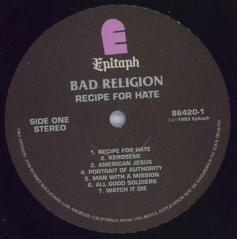 Bad Religion Recipe For Hate - Shrink US vinyl LP album (LP record) BDRLPRE820062