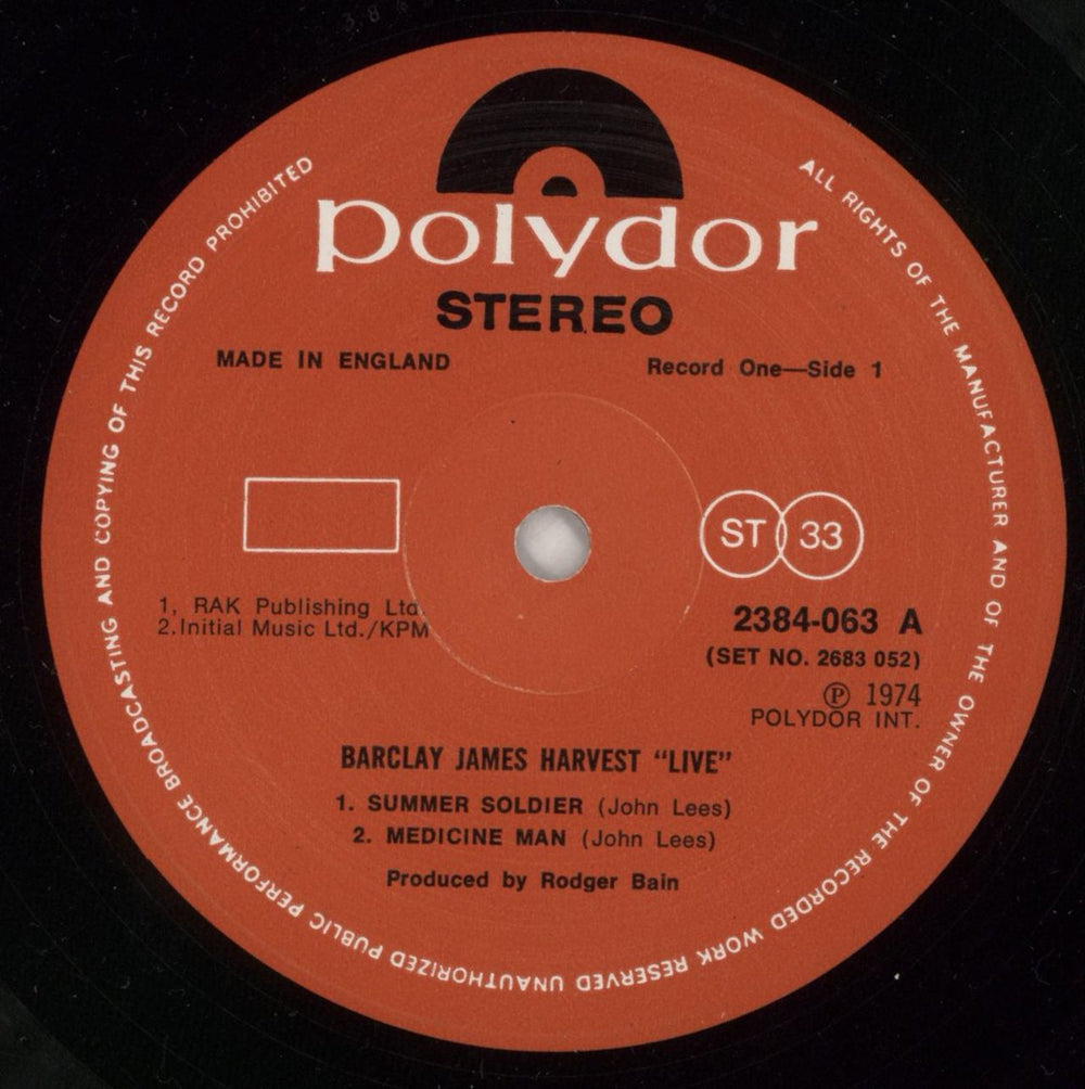 Barclay James Harvest Live UK 2-LP vinyl record set (Double LP Album) BJH2LLI321843