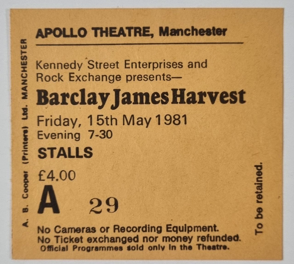 Barclay James Harvest Turn Of The Tide + Ticket Stub UK tour programme BJHTRTU841105