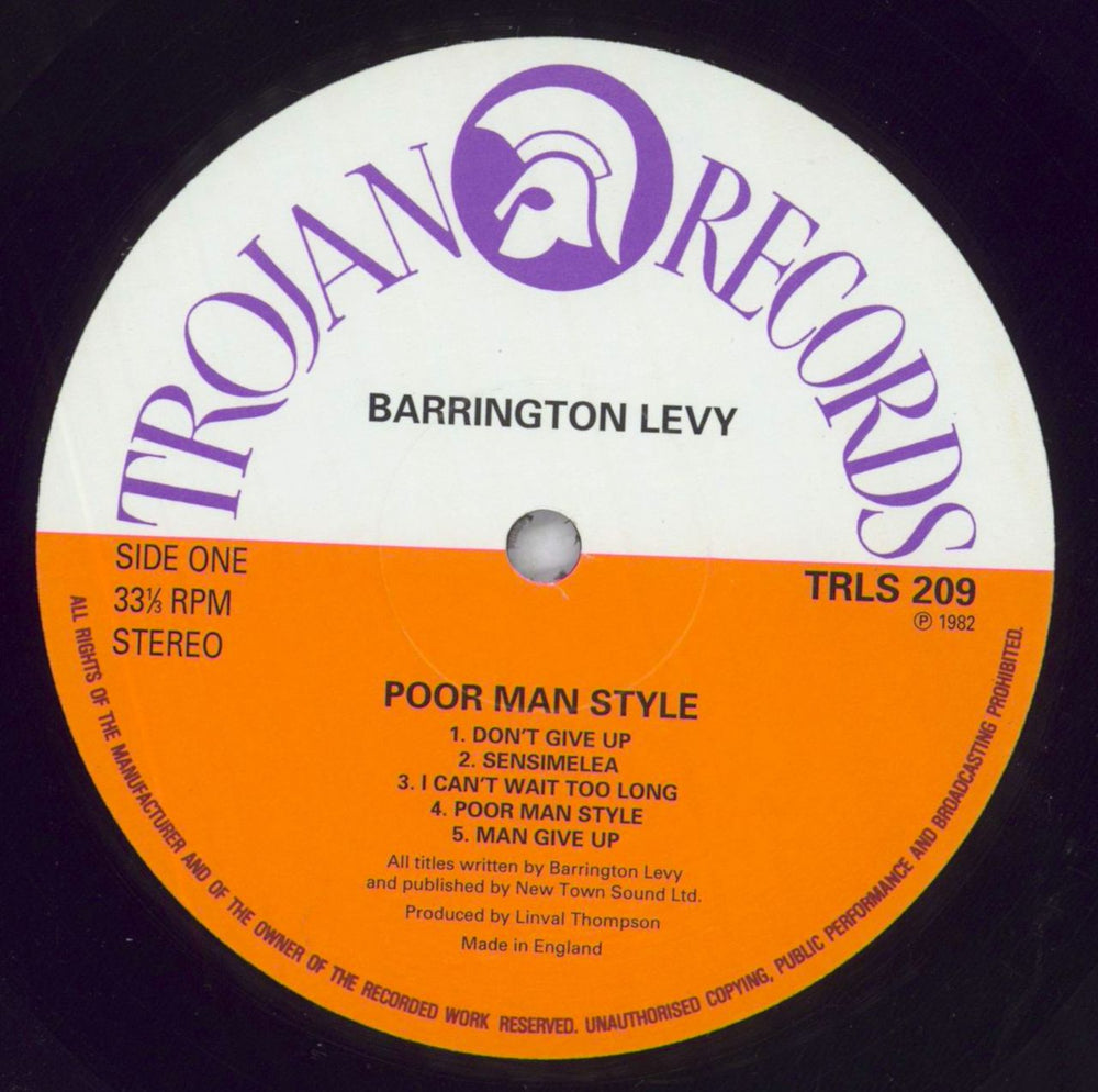 Barrington Levy Poor Man Style UK vinyl LP album (LP record) B0QLPPO825969