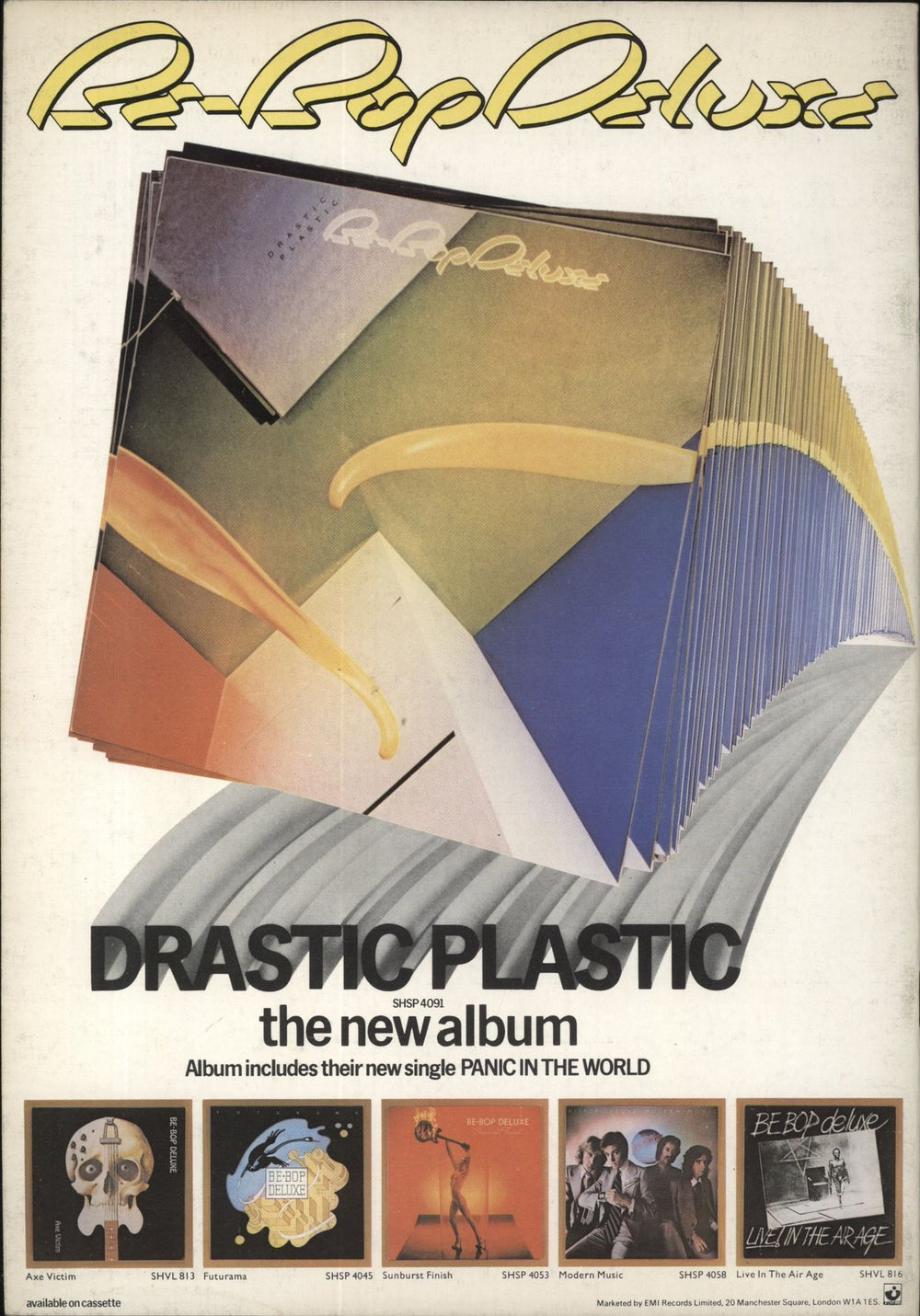 Be Bop Deluxe Drastic Plastic + Badge UK tour programme
